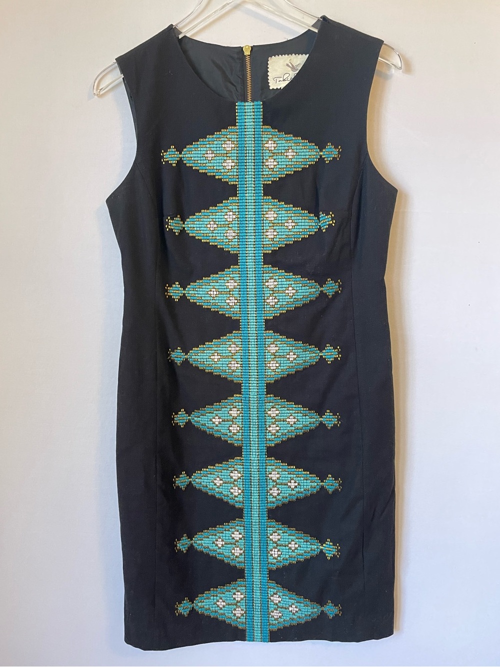 Anthropologie Tabitha Diamond Sheath Dress Geometric Embroidery 8
